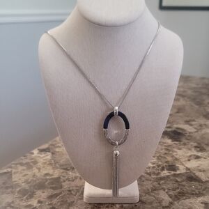 14th & Union Elegant Silver and Black Pendant Necklace 24"